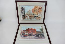 Two limited edition prints after D M Hanson, depicting Stockport street scenes, each numbered 4/525,