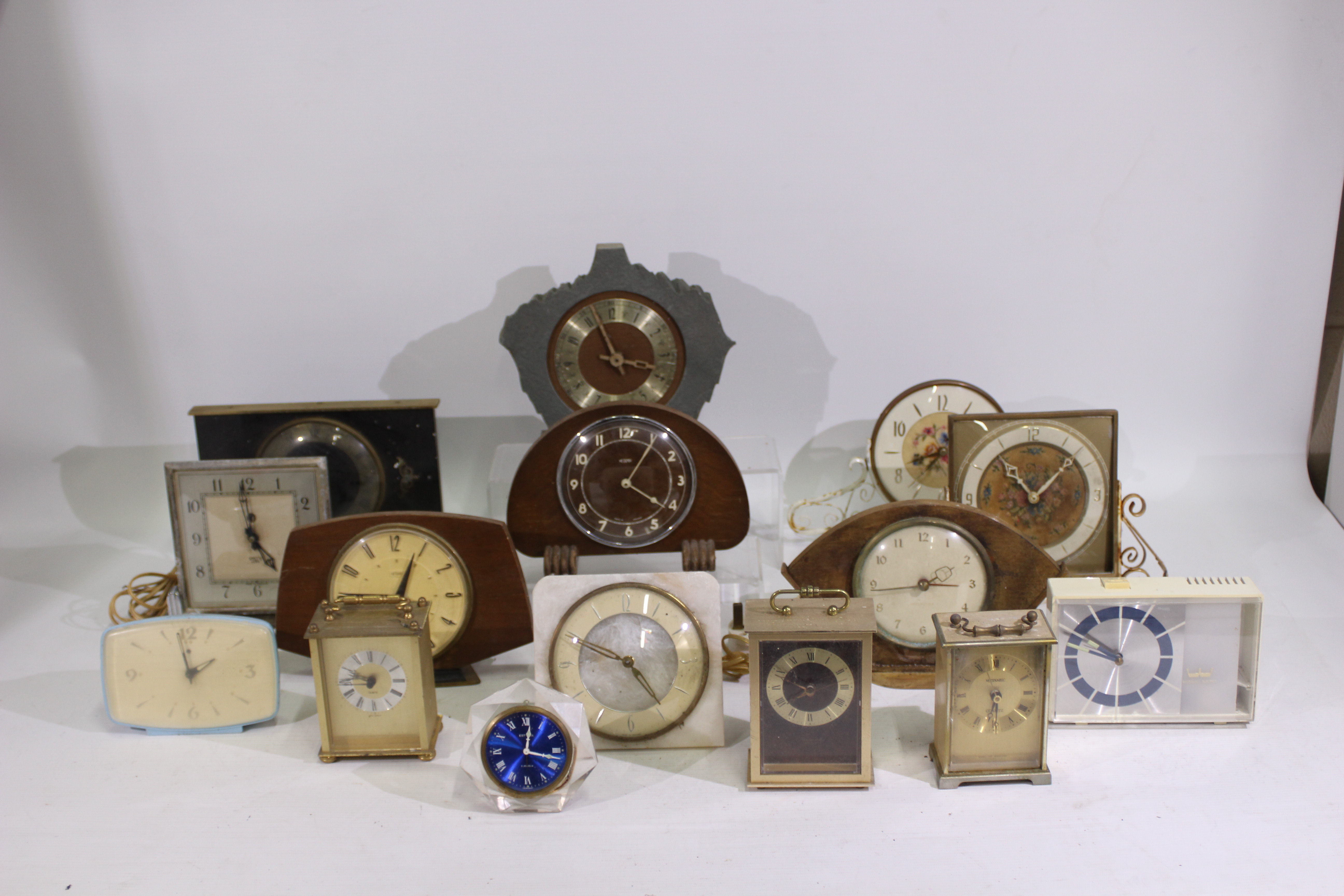 A quantity of vintage clocks to include Metamec, Westclox and other.
