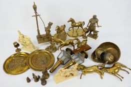 A quantity of brassware to include lanterns, ornaments and similar.