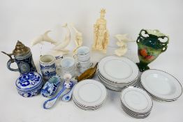 Ceramics to include German dinner wares, Delft, Wade and other.