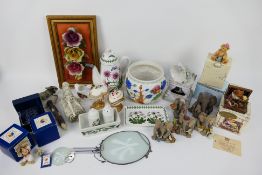 Lot comprising ceramics to include Portmeirion, model elephants, boxed giftware,