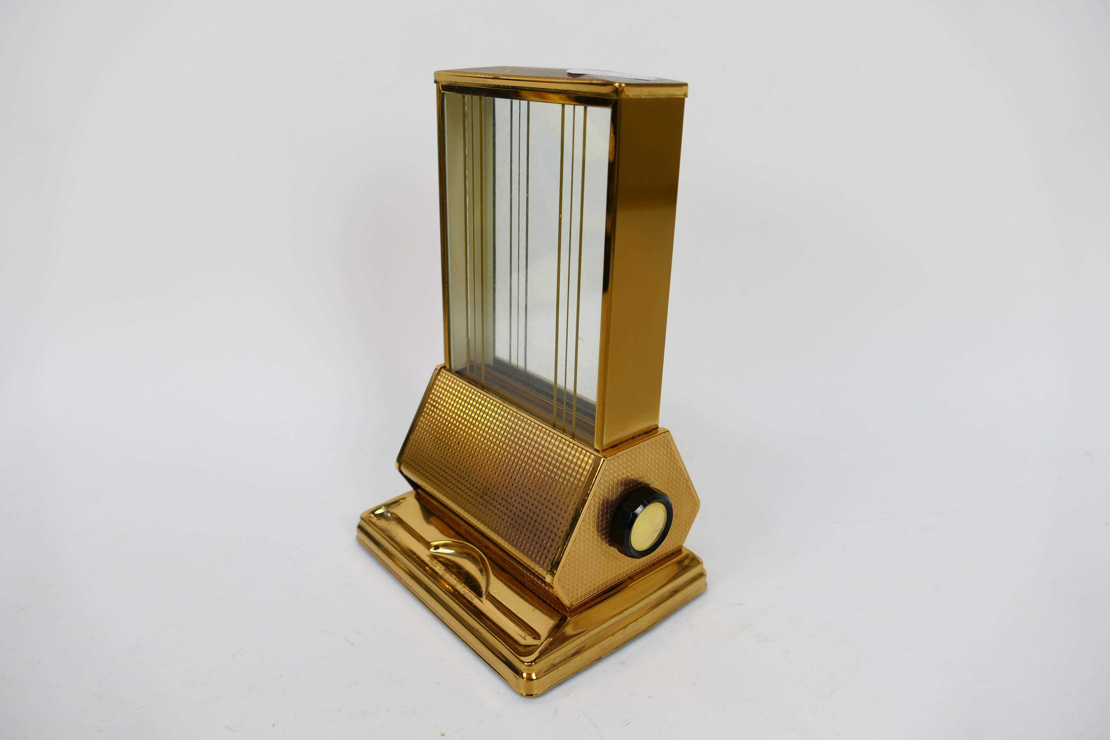 A gilt metal cigarette dispenser with twin glazed panels, approximately 18 cm x 11. - Image 2 of 3