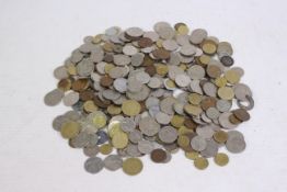 A collection of UK and foreign coins.