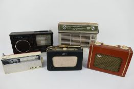 Five vintage radios to include Sanyo, Grundig, Ever Ready and other.