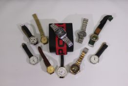 A quantity of wrist watches to include a boxed Police example, Carvel, Sekonda and other.