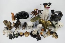 Various decorative animal ornaments to include dogs, pig, foxes, horses and other,