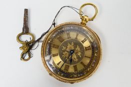 A lady's 18ct gold cased pocket watch wi