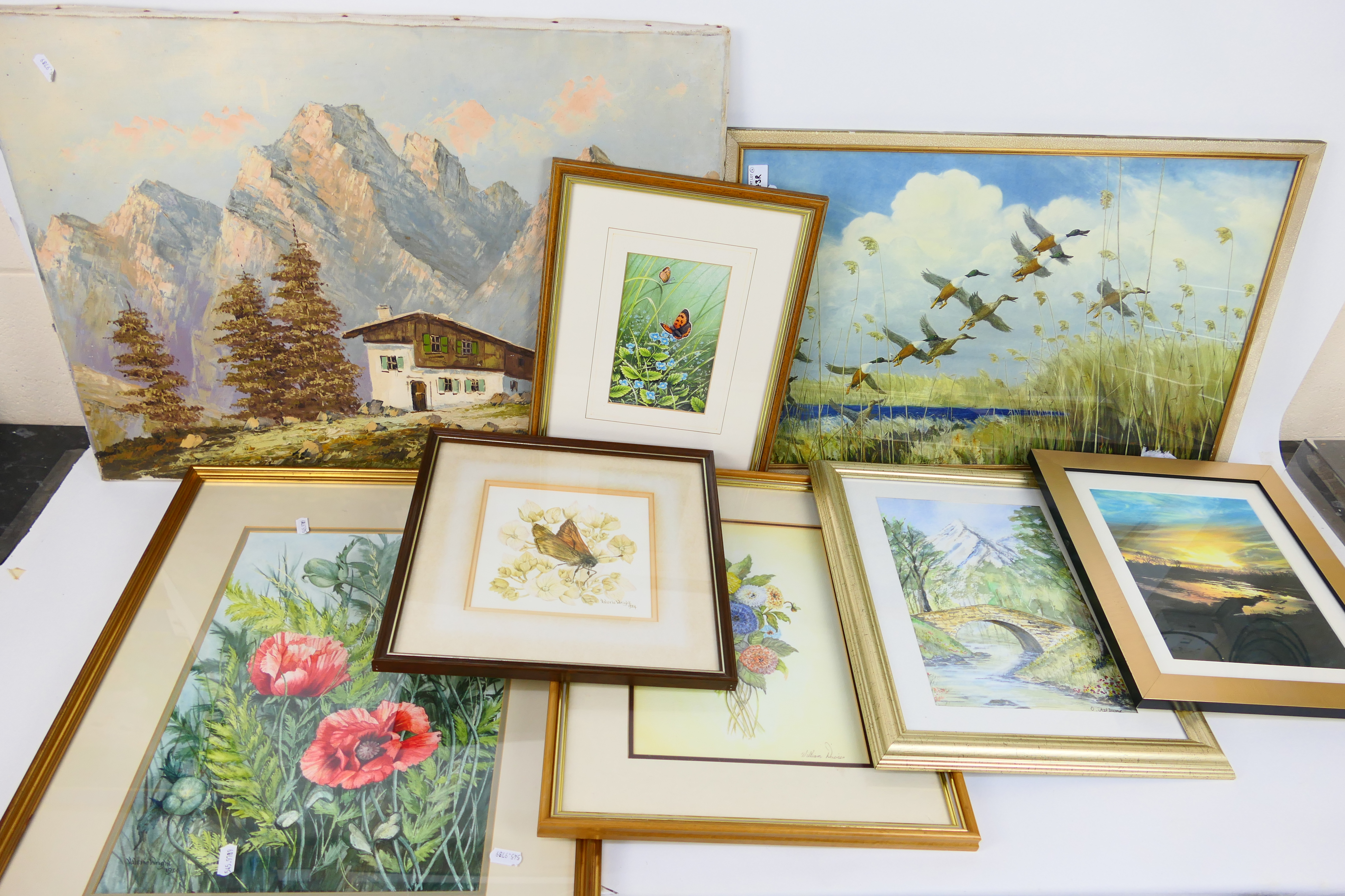 Lot to include framed watercolours, oil