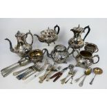 A collection of Victorian and later plated ware to include Shaw & Fisher,