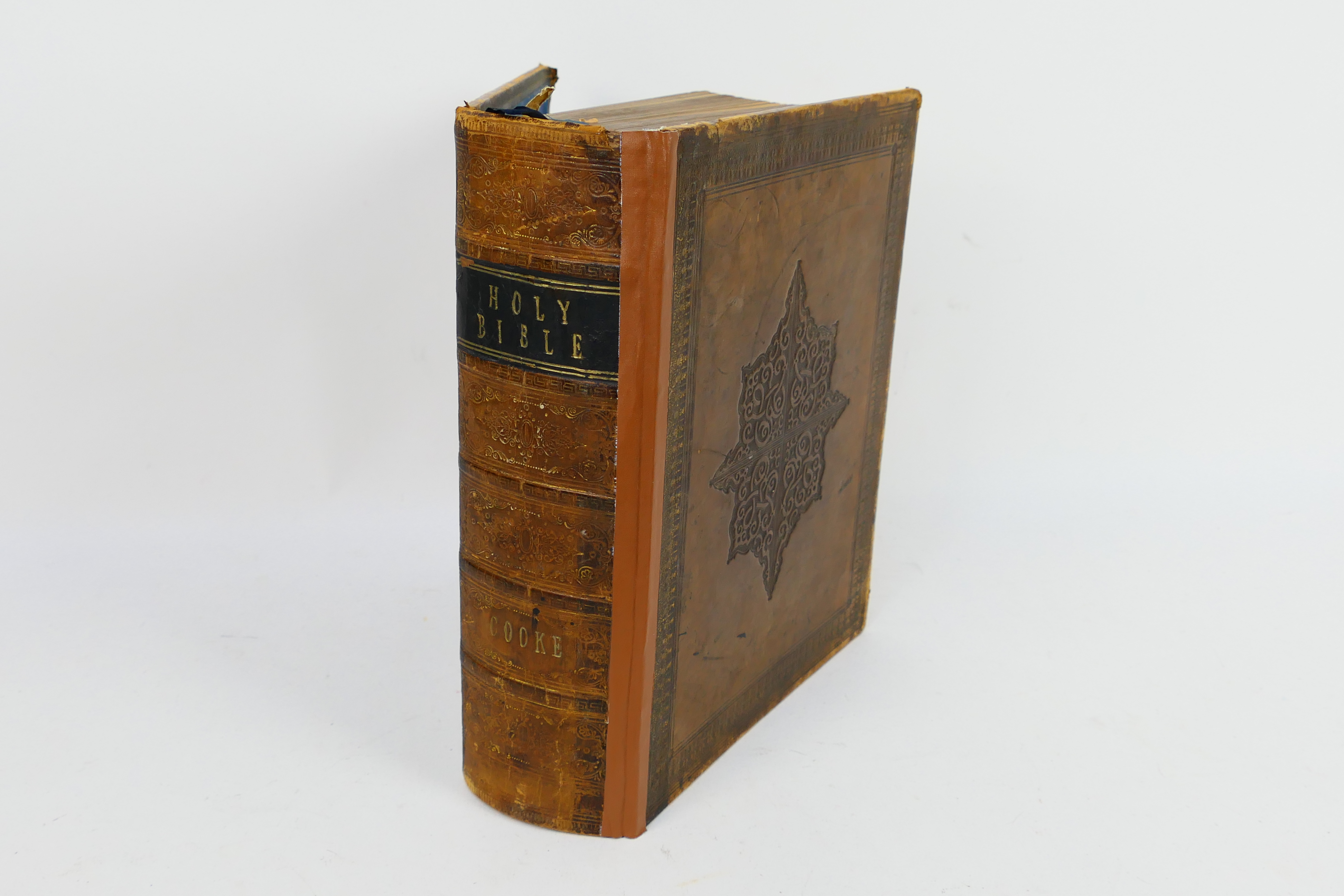 A Victorian family bible, cast metal model of dolphins on circular marble base, - Image 4 of 6