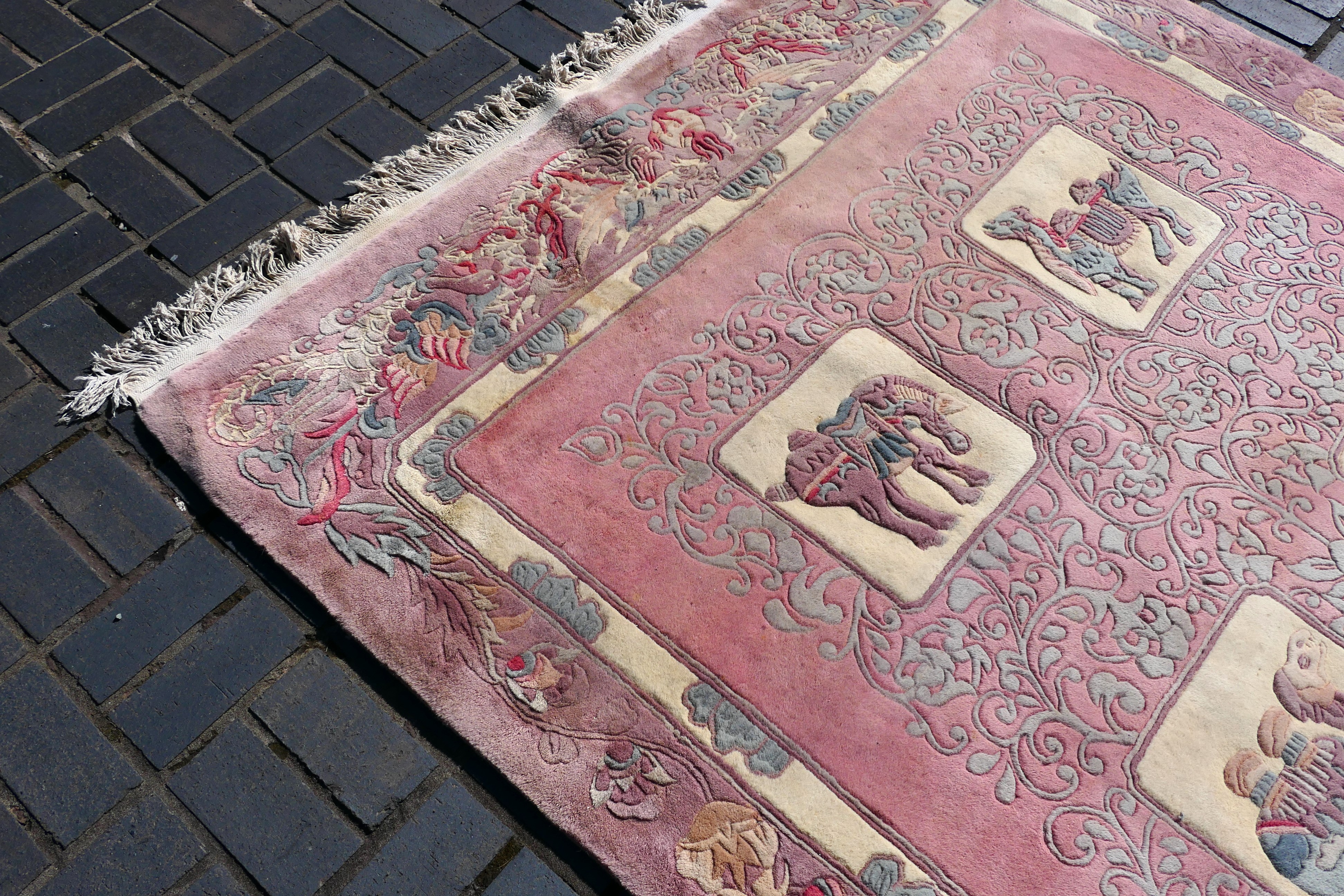 A large rug with animal decoration to include elephant, camel and other, - Image 3 of 7