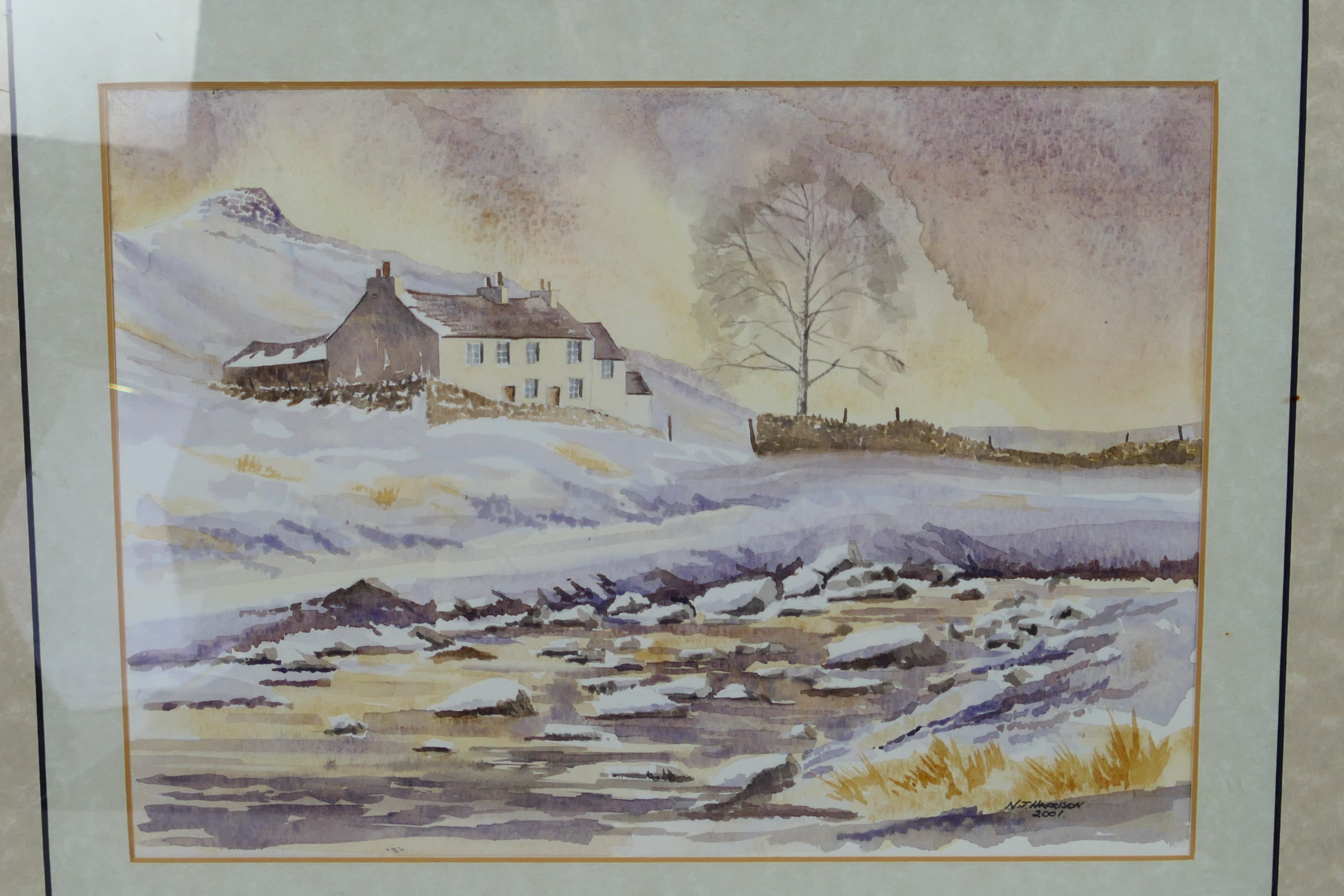 A watercolour landscape scene, signed lower right by the artist, mounted and framed under glass, - Image 3 of 6