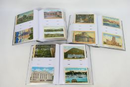 Deltiology - A collection of American postcards housed in three albums to include landmarks,