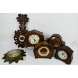 A group of mantel clocks to include a bakelite cased Smiths example,