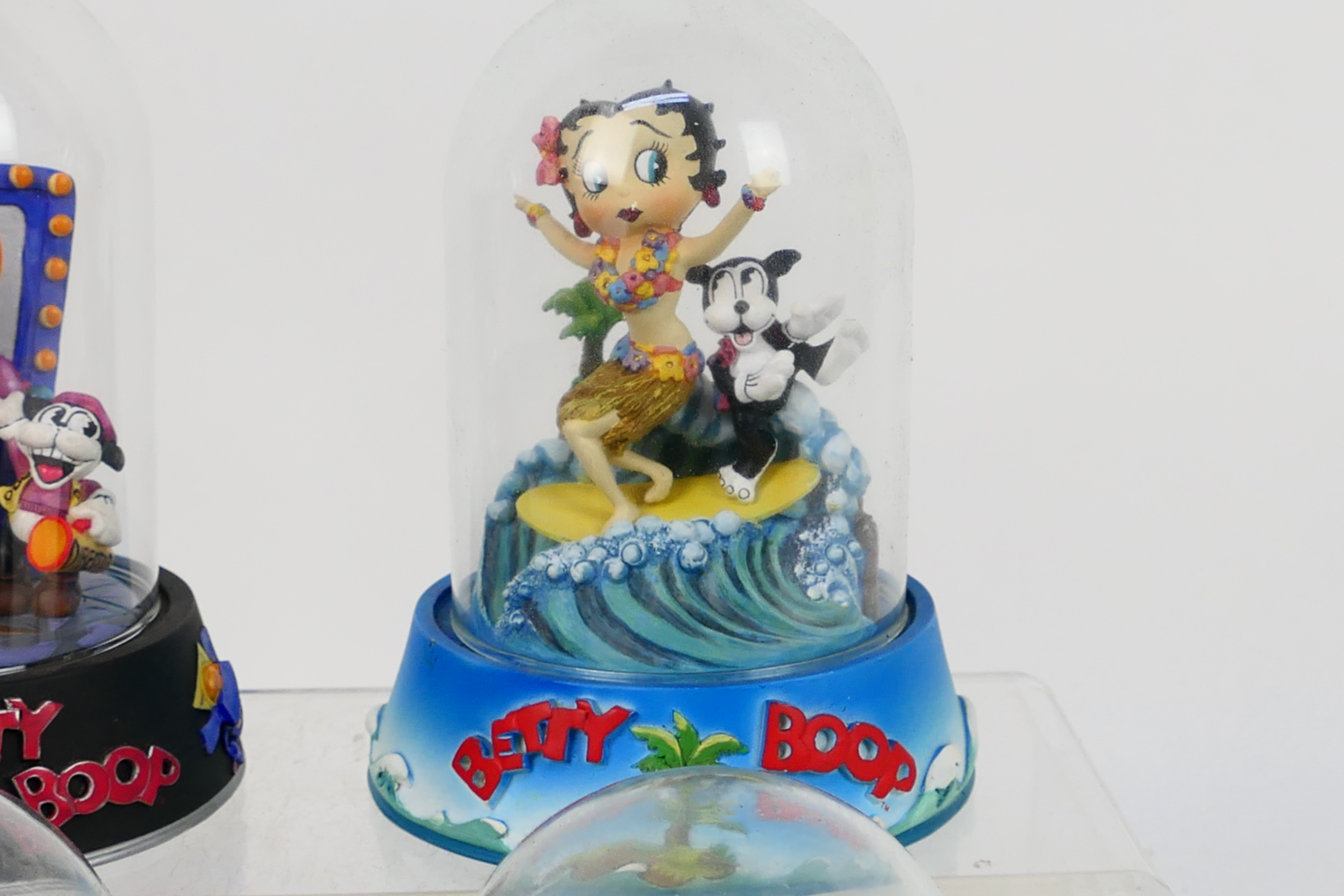 Betty Boop limited edition hand painted sculptures housed under glass domes to include Surfboard - Image 3 of 5