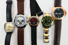 A group of unboxed wrist watches to include Viser, Orient, Reginald and other.