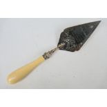 A Victorian silver plated presentation trowel engraved Presented To Mr Henry Whitworth Of