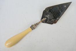 A Victorian silver plated presentation trowel engraved Presented To Mr Henry Whitworth Of