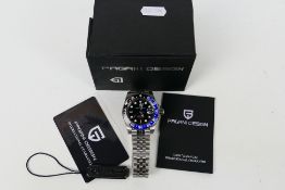 A boxed Pagani Design automatic wrist watch, with paperwork.