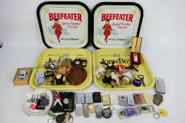 Lot to include breweriana comprising spirit optics, trays, ashtrays and other, cigarette lighters,