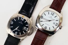 Two gentleman's automatic wrist watches by Free Crane, each on leather crocodile effect straps.