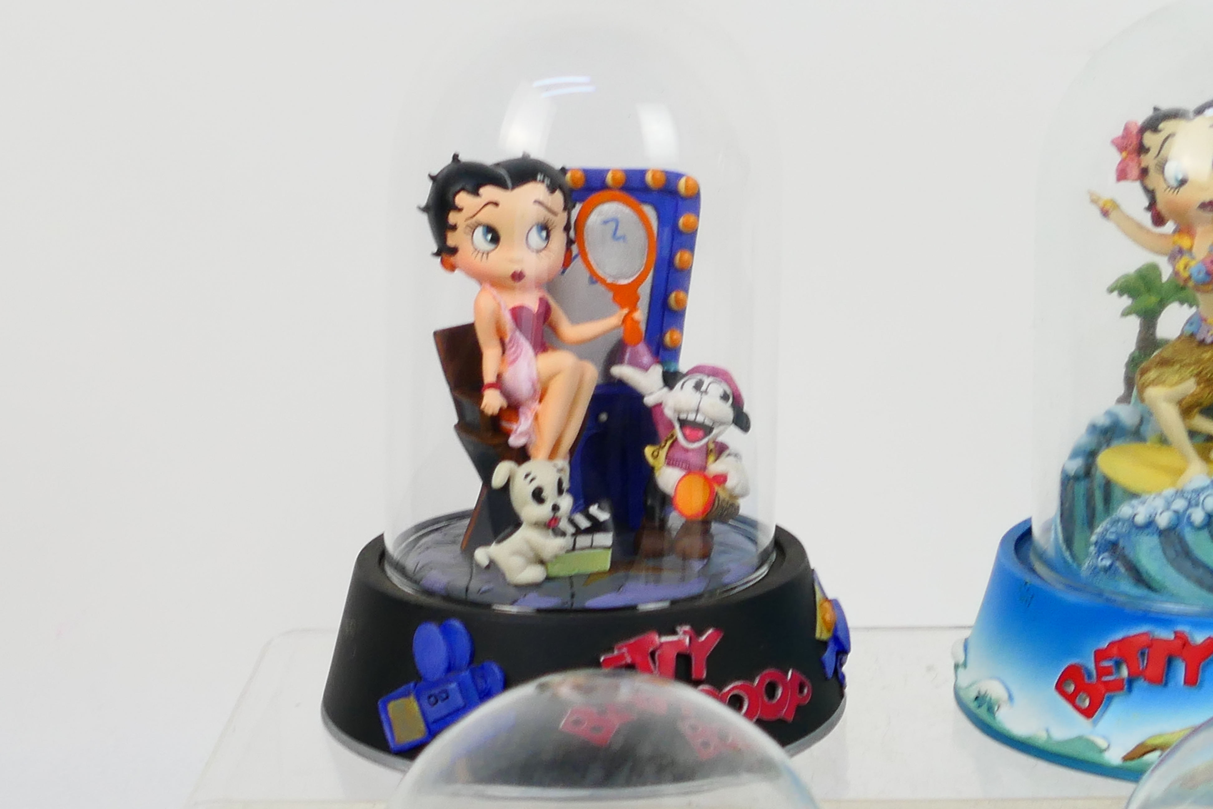 Betty Boop limited edition hand painted sculptures housed under glass domes to include Surfboard - Image 2 of 5