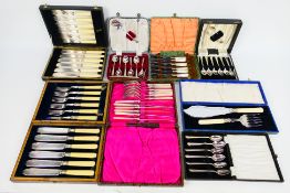 A collection of cased flatware, plated and stainless.