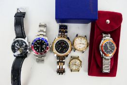 A collection of watches (part boxed) to include Alpha 1993, Swiss Emperor, Bos, Forsining and other.