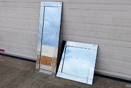 Mirrors. A set of Two unbranded mirrors measuring 60cm x 60cm and 40cm x 120cm.