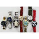 A collection of wrist watches to include Umbro, Free Crane, Gigandet and other.