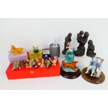 Lot to include a Royal Doulton figure Autumntime, Lladro figure, three cold cast bronzes,