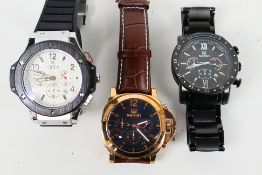 Three gentleman's wrist watches by Megir.