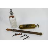 Soda Water Bottle - Pyrene Fire Extinguisher - Con Two Way Syringe.