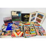 Lot to include postcards, rugby league ephemera, transport related DVDs and other.
