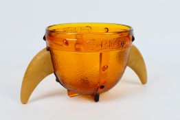 Carlsberg - Vintage glass and fake horns, brewery ice bucket by Carlsberg.