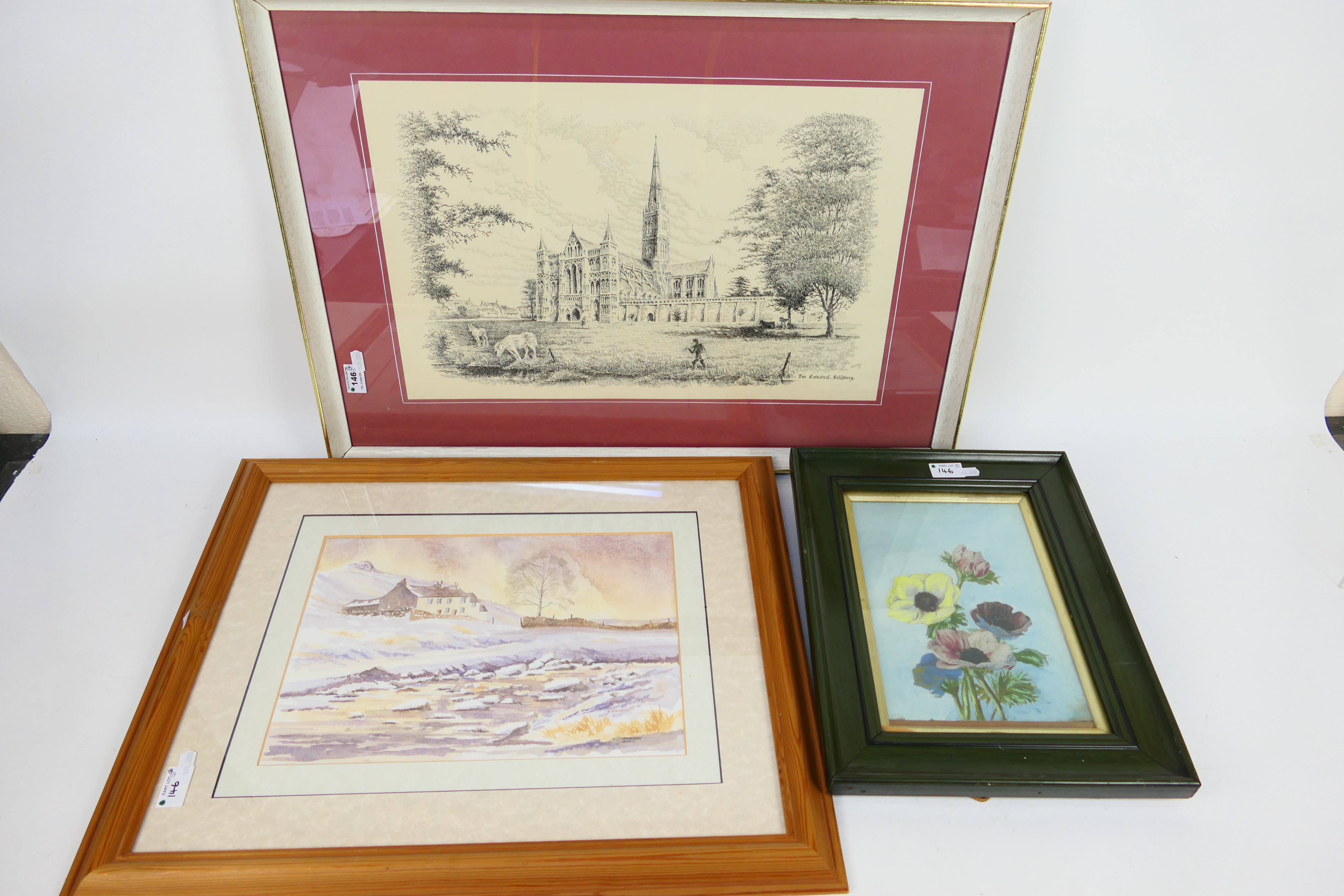 A watercolour landscape scene, signed lower right by the artist, mounted and framed under glass,