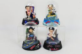 Betty Boop limited edition hand painted sculptures housed under glass domes to include Surfboard