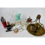 A mixed lot to include brassware, ceramics, glassware and other.