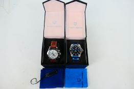 A boxed Pagani Design automatic wrist watch and a similar chronograph, both with paperwork. [2].