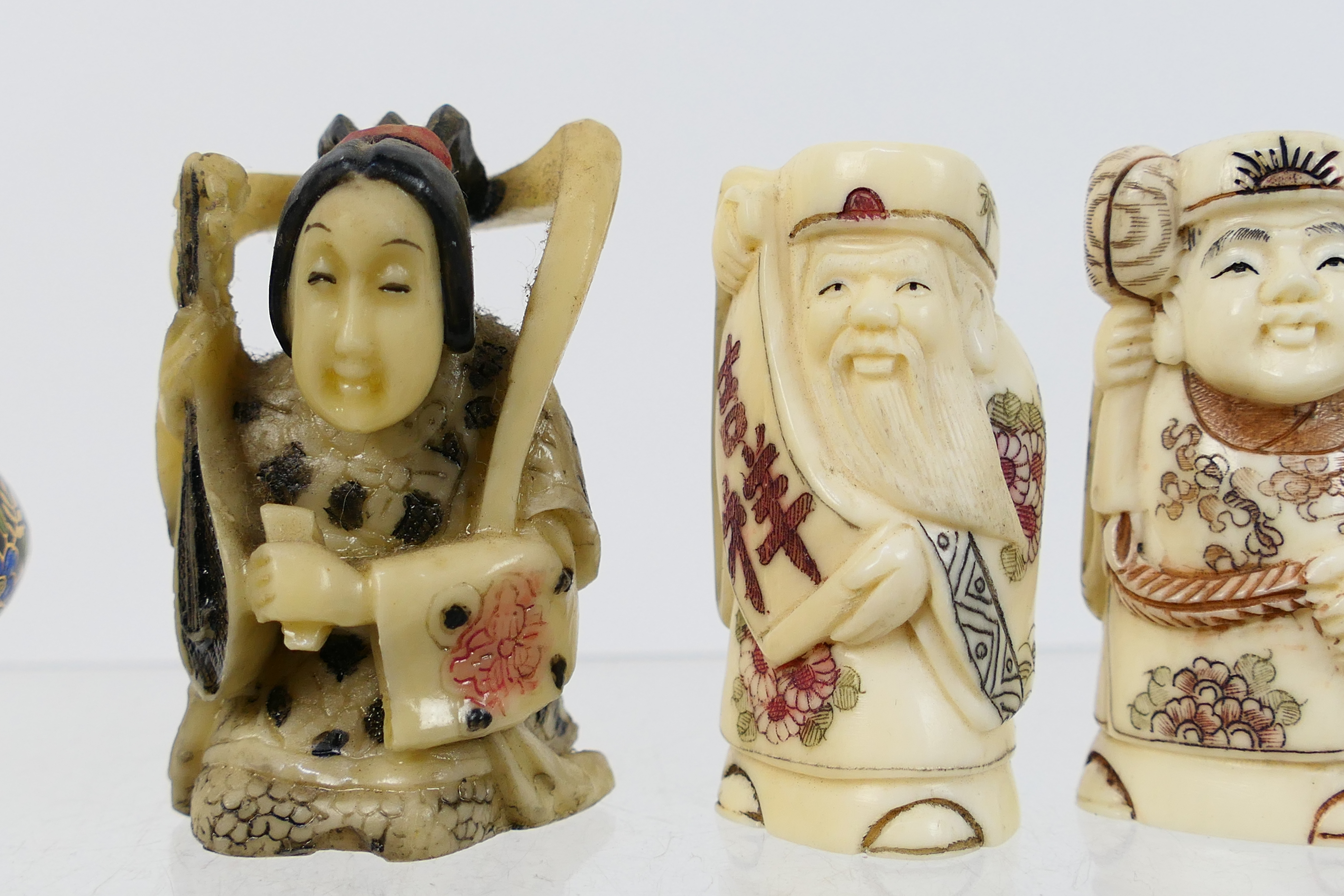 A group of Asian style figures and similar, largest approximately 5.5 cm (h). - Image 3 of 11