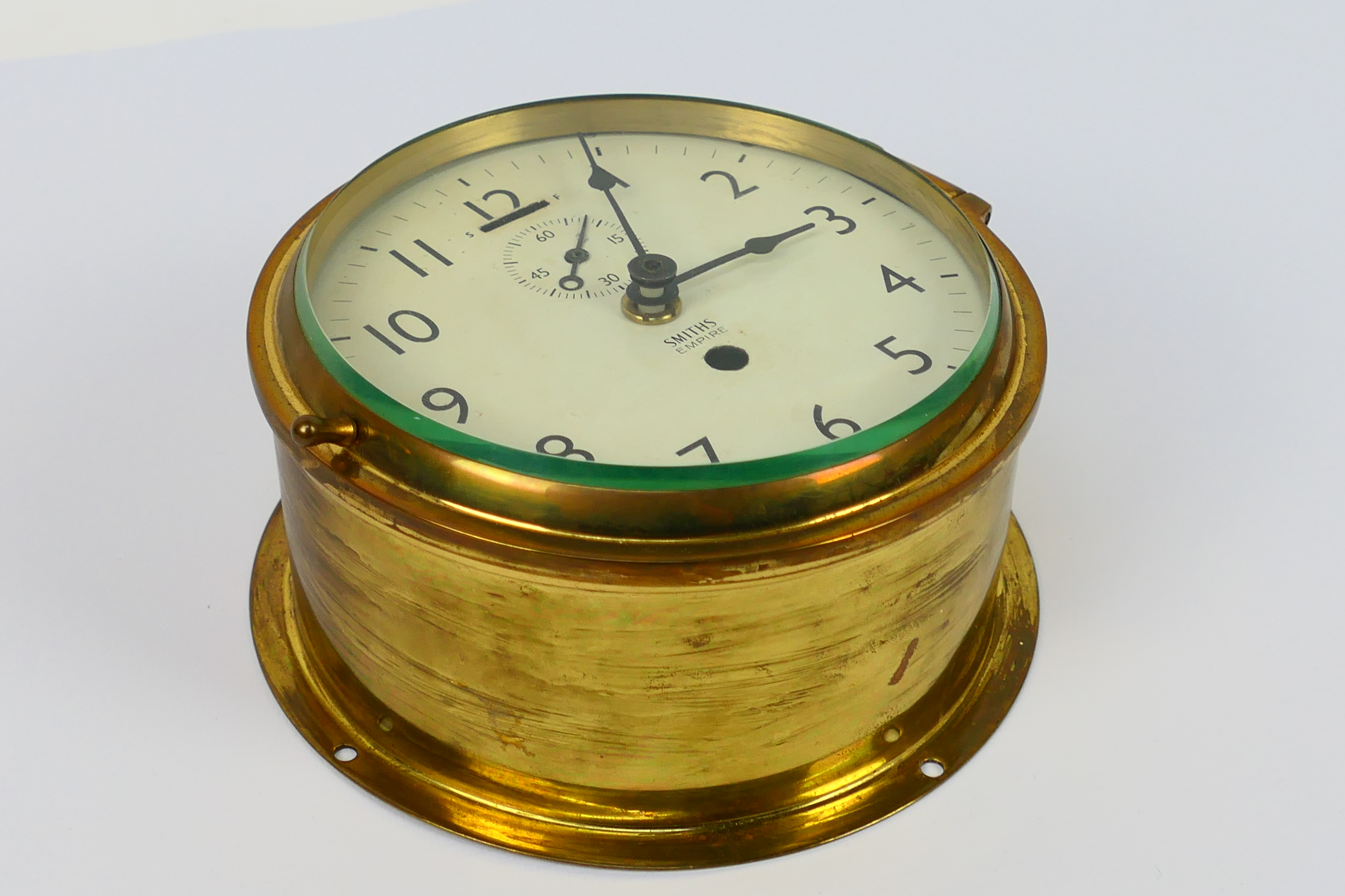 A brass ships clock or bulkhead clock, - Image 5 of 5