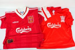 Liverpool Football Club - Two vintage replica home kit shirts comprising 92/93 and 95/96, size L,