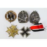 World War Two (WW2 / WWII) style German decorations comprising Panzer Badge for 75 engagements and