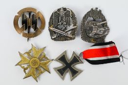 World War Two (WW2 / WWII) style German decorations comprising Panzer Badge for 75 engagements and
