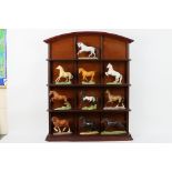 Ten Franklin Mint equine studies from the Great Horses Of The World collection with wooden display