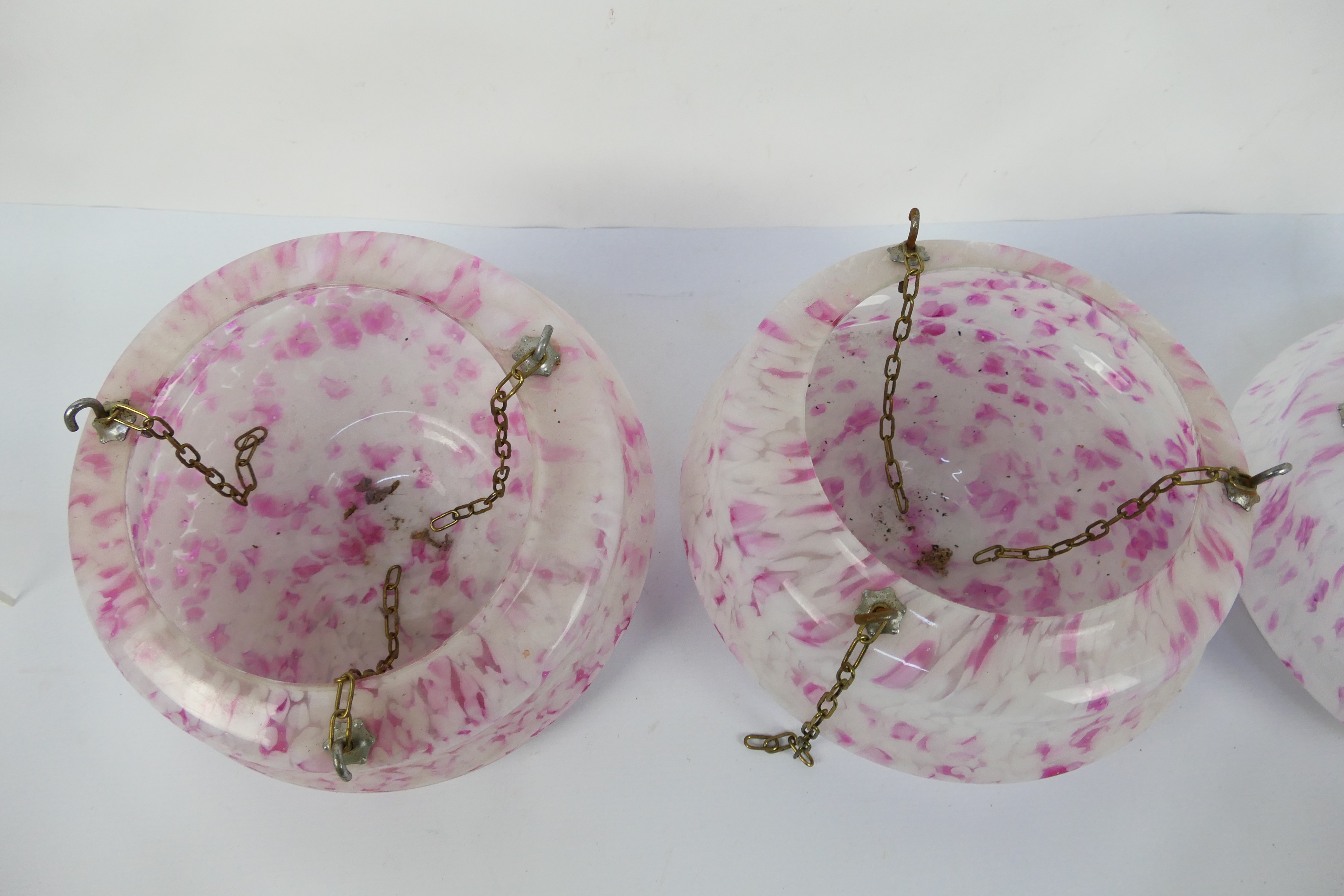 A set of three mid-century marbled glass ceiling lights, approximately 27 cm (d). - Image 5 of 6