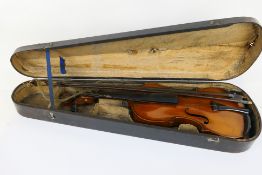E R Schmidt & Co Saxony violin, Antonius Stradivarius copy, labelled to interior,