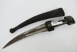 An antique jambiya, probably Ottoman, 24 cm (l) blade having medial ridge with horn grip,