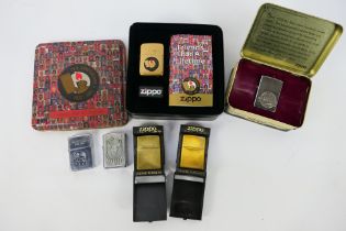 Zippo - Six cigarette lighters comprising a 60th Anniversary edition and 70th Anniversary edition,