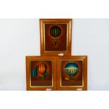 Three decorative prints depicting early hot air balloons to include Globe Fait Pour Etre Dirige,